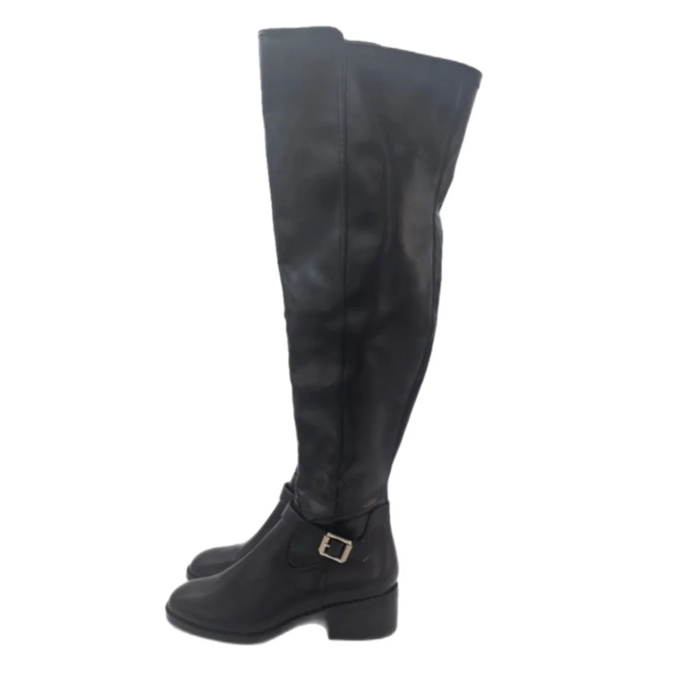 DV Dolce Vita Elyse Black Over The Knee Riding Boots Buckle Detail Women’s 7